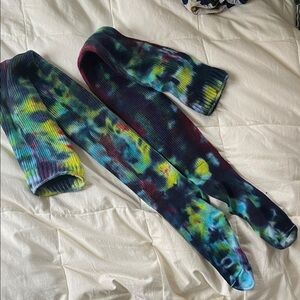 Vibrant thigh high tie dye socks